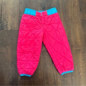Patagonia Teal and Red Quilted Pants, Reversible